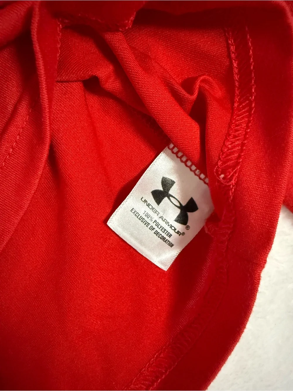 Under Armour HeatGear Red Long-Sleeve Performance Shirt with White Logo Youth M